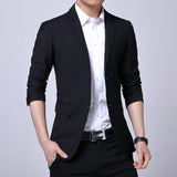 Spring Autumn Suits Men's Smart Casual Slim Fit Korean Solid Color Suits Professional Wear Blazer Jacket Mart Lion Black 2button S 45-50 KG 
