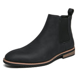 British Style Chelsea Boots Men's Ankel Dress Antumn Masculina Split Leather Shoes MartLion black 40 
