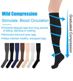 Compression Socks Solid Color Men's Women Running Socks Varicose Vein Knee High Leg Support Stretch Pressure Circulation Stocking Mart Lion   