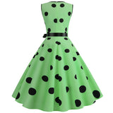 Polka Dot Summer Ladies Dress Vintage Retro With Sleeveless V-Neck  Robe Casual MartLion   