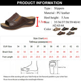 Outdoor Casual Wedges Sandals Women Summer Open Toe Non-slip Beach Slippers Pu Leather Thick Bottom Slides MartLion   