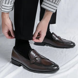 Men's leather Shoes Brand Office Flats Leather Gold Glitter wedding banquet Loafers Zapatos MartLion   