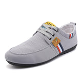 Men's Casual Shoes Brand Breathable British Sneakers Lace Up Soft Flats Driving White Black Peas Mart Lion grey 6 