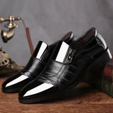 Men's Formal Leather Shoes Black Pointed Toe Loafers Party Office Casual Oxford Dress MartLion F 39 