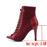 Women Dance Shoes Comfort Light Sandals High Heels Open Toe Gladiator Dancing Boots Woman's Mart Lion Red-8.5CM 37 China