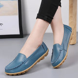 Genuine Leather Shoes Woman Soft Boat Flats Ladies Loafers Non-Slip Sturdy Sole MartLion