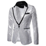 Men's Clothing Blazer Jacket Sequins Eurocode Dress Coat Casual Top Handsome Masculino Jackets MartLion Silvery S 