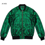 High Stree Green Zipper Jacket Men's Jacquard Pasiley Coat Woven Sport Streetwear Uniform Long Sleeves for Fall Winter MartLion   