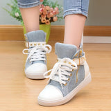 Shoes Women Rivets Canvas Shoes Casual Shoes Leopard Flowers Vintage Black White Blue MartLion   