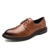 Men's Dress Shoes Classic Formal Split Leather Elegant Sapato Social masculino Mart Lion Brown 6 