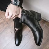 Mid Calf Men's Boots Genuine Leather Shoes Chelsea Dress Warm Winter With Masculina Mart Lion   