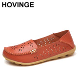 Folding Ballet Flats Genuine Leather Loafers Women Moccasins Summer Flower Round Toe Slip On Casual Shoes MartLion   