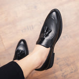 Men's Casual Shoes Leather Loafers Office Breathable Driving Moccasins Slip On Tassel Mart Lion   