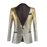 Black Sequin One Button Shawl Collar Suit Jacket Men's Bling Glitter Nightclub Prom DJ Blazer Jacket Stage Clothes for Singers MartLion Yellow US 36R XS CHINA