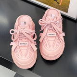 Half Drag Women Sneakers Summer Autumn Designer Platform Shoes Ladies No Heel Soft Sole Solid Color Pink Female Mart Lion Pink 35 