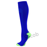 Compression Socks Solid Color Men's Women Running Socks Varicose Vein Knee High Leg Support Stretch Pressure Circulation Stocking Mart Lion 02-Blue Green S-M 