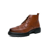 British Style Platform Work Shoes Brogue Men's Boots MartLion Brown 6 