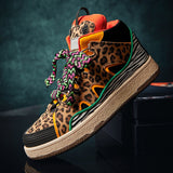  Unisex Retro High Top Sneakers Men's Zebra Leopard Shoes Casual Platform Harajuku Designer Trainers Mart Lion - Mart Lion