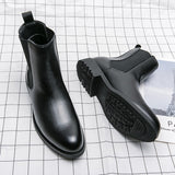 British Style Chelsea Boots Men's Mid Calf Dress Shoes Formal Ankle Antumn Masculina Split Leather Mart Lion   