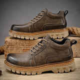Leather Men Boots Cow Leather Upper Durable Sole Lace up Winter Boots Leisure Outdoor Shoes For Man MartLion