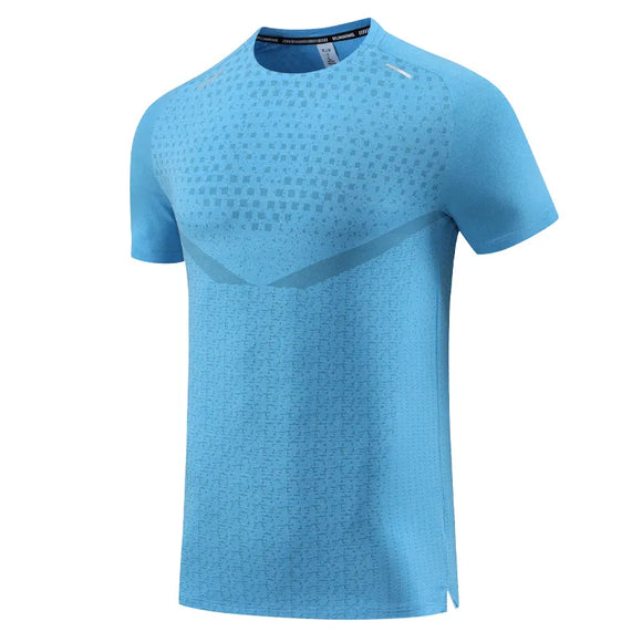 Print Gym Shirts Running Casual Outdoor Jogging Breathable Workout Short Sleeves Nylon Quick Dry Training MartLion   