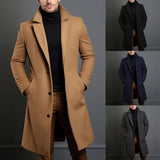 Black Trench Coat For Men's Long Sleeve Single Breasted Overcoat Perfect For Fall And Winter MartLion   