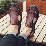 Men's Leather Summer Classic Roman Sandals Slipper Outdoor Sneaker Beach Rubber Flip Flops Water Trekking MartLion   