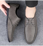 Leather Men's Shoes Formal Moccasins Breathable Driving Black MartLion   