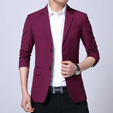 Spring Autumn Suits Men's Smart Casual Slim Fit Korean Solid Color Suits Professional Wear Blazer Jacket Mart Lion red 2 button S 45-50 KG 
