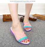 Women Sandals Summer Candy Color Women Shoes Peep Toe Stappy Beach Valentine Rainbow Clogs Jelly Flats Mart Lion   