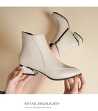 British style boots for women winter thick heeled oversized short boots MartLion