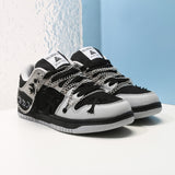 Men's Casual Sneakers Punk Metal Chains Cross Skateboard Flats Running Sport Shoes Tennis Basketball Trainers Walking Mart Lion   