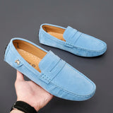 Suede Leather Penny Peas Loafers Men's Women Boys Driving Shoes Moccasins Slip on Flats Designer Loafers Pink MartLion   