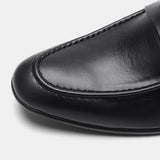Casual Men's Moccasins Slip on Formal Loafers Leather Black Loafers with Mart Lion   