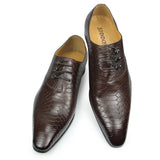 Luxury Genuine Leather Shoes Men's Handmade Printing Designer Wedding Evening Dress Oxford MartLion coffee 39 