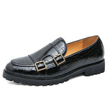 Men's formal shoes Split leather dress Slip loafers Elegant Social Mart Lion Black 6.5 