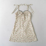 Summer Cherry Print Mini Dress Women Lace Slim Dresses MartLion   