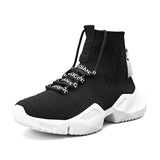 Men's Vintage Socks Sneakers High Top Platform Shoes Breathable Platform Casual Zapatos De Hombre Mart Lion BlackWhite 39 