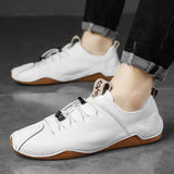 Genuine Leather White Shoes Casual Men's Handmade Soft Driving Low Flat Footwear MartLion   