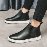 Flat sole men's chelsea boots Casual Ankle Slip leather Formal Footwear Masculina Mart Lion   