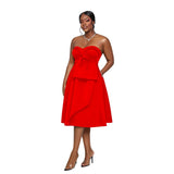 Party Evening Dress Solid Color Sleeveless Off Shoulder Strapless Slimming A-line Dress MartLion red S 