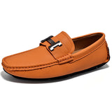 Men's Penny Loafers Genuine Leather Moccasin Driving Shoes Casual Slip On Flats Boat Mart Lion Orange 6.5 China