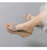 Summer diamond flower wedge sandals transparent sponge platform platform slippers women high heels MartLion   