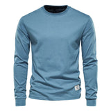 Spring men's T Shirt O-neck Long Sleeved Cotton 12 Color MartLion denim blue XXL 95-100kg 