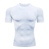 Men's Running Compression T-shirt Short Sleeve Sport Tees Gym Fitness Sweatshirt Jogging Tracksuit Homme Athletic Shirt Tops MartLion 1507-White S Fit ( 45-50 Kg ) 