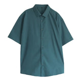 Summer Short Sleeve Shirts for Men  Casual Loose  Dark Green MartLion   