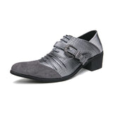 Retro Red Height-increasing Men's High Heel Shoes Pointed Toe Leather Dress Lace-up Social MartLion Gray 3208-3 38 CHINA