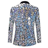 Luxury Laser Sequin Tuxedo Blazer Jacket Men's One Button Shawl Lapel Dress Suit Blazer Party Stage Prom Singer Homme MartLion   
