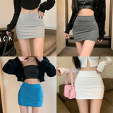 Women's Wrap Short Skirt Waist Elastic Slim Fit Solid Color Half length Skirt MartLion   