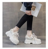 9cm Platform Wedge Sneakers Genuine Leather Women Shoes Chunky Spring Autumn Warm Fur Winter MartLion   